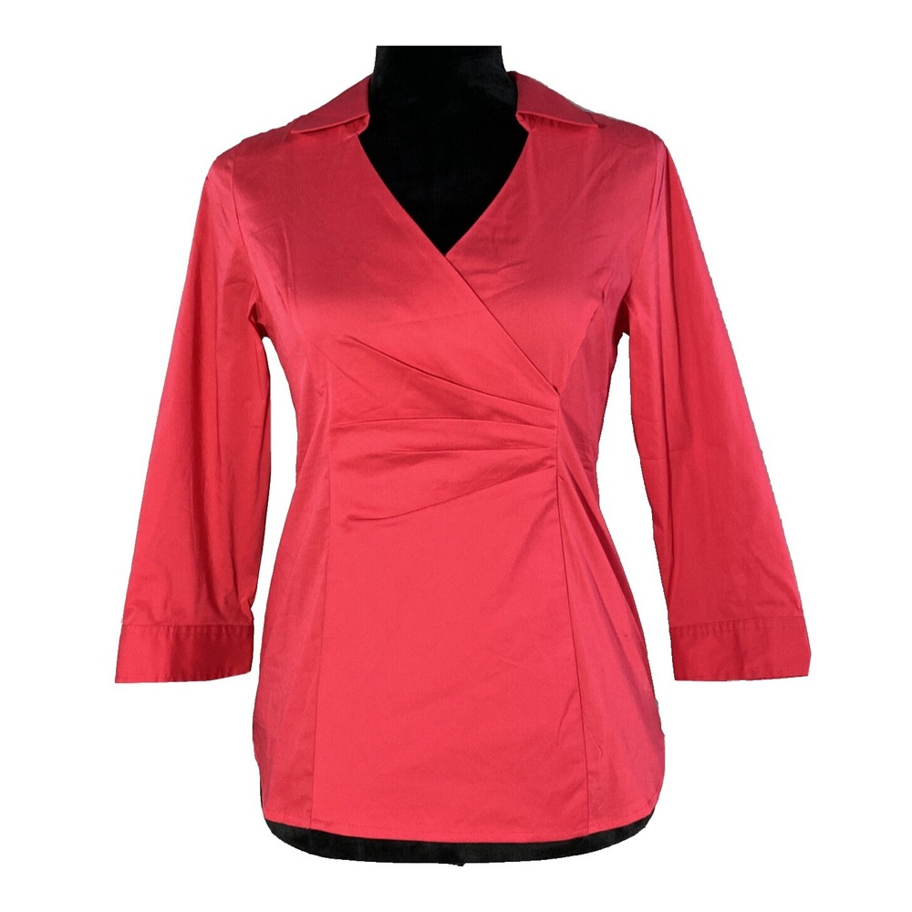 NWT Soft Surroundings Top XS Dark Pink Faux Wrap PLUS Beige Tank 3/4 Sl Slimline